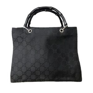 Tom Ford Era Gucci Black Monogram Bamboo Handle Bag